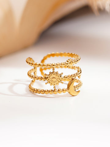Celestial Sun & Moon Adjustable Ring Set