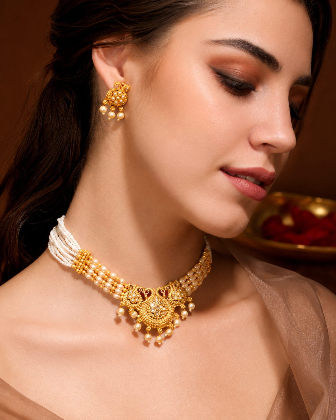 Royal Pearl Kundan Necklace Set