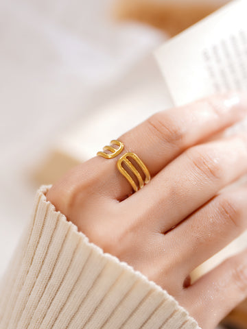 Minimalist Geometric Gold Adjustable Ring