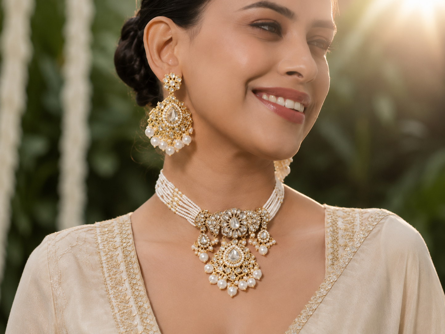 Pearl Kundan Choker Set