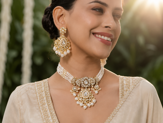 Pearl Kundan Choker Set