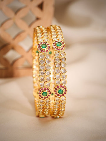 Traditional Kundan Bangles – Gold-Plated Elegance
