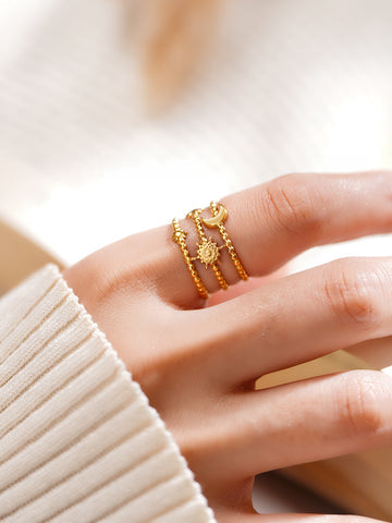 Celestial Sun & Moon Adjustable Ring Set