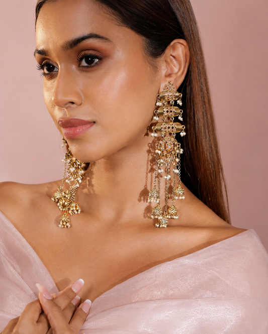 Royal Kundan Shoulder Duster Earrings