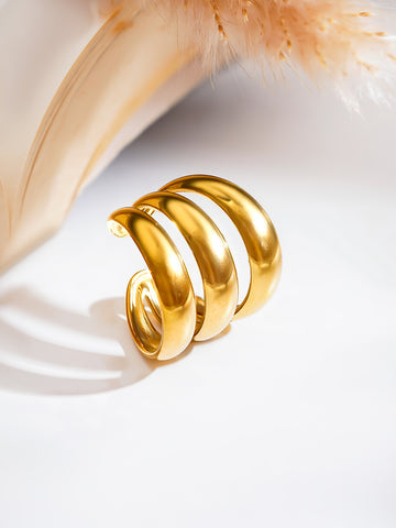 Minimalist Gold-Toned Triple Band Adjustable Ring