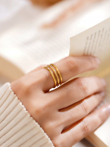 Minimalist Geometric Gold Adjustable Ring