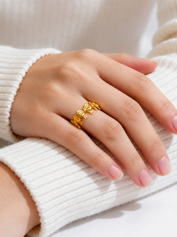 Elegant Gold-Toned Butterfly Adjustable Ring