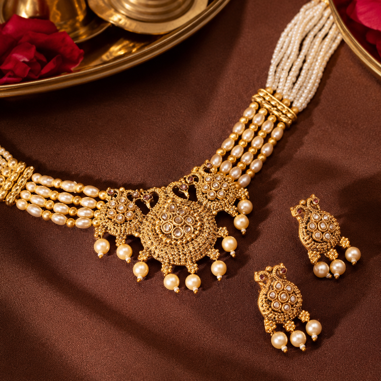 Royal Pearl Kundan Necklace Set