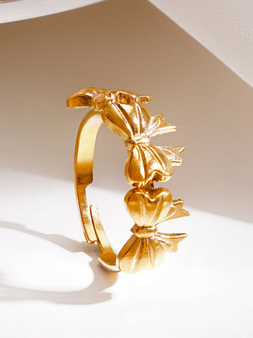 Elegant Gold-Toned Butterfly Adjustable Ring